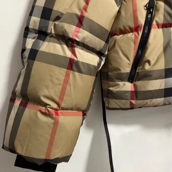 Checkered Tan Puffer Jacket - Picture 6 of 6